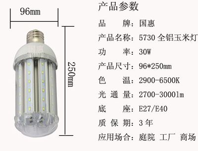 廠家專業生產LED玉米燈 全鋁材散熱30wLED玉米燈5730 價格